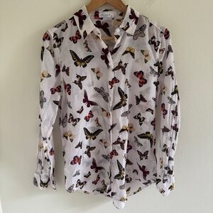 Equipment Femme Silk & Cotton Butterfly Button Down Shirt Small